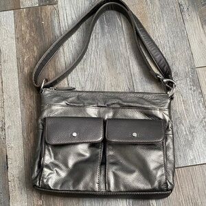 Tignanello Metallic Silver Shoulder Bag